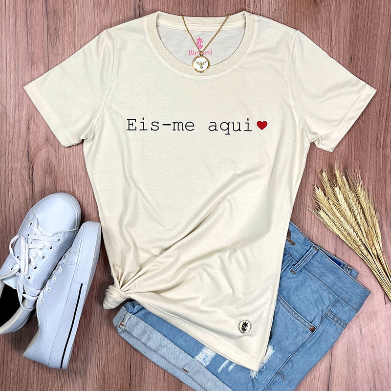 Camiseta Feminina Off White Eis-me aqui