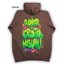 Moletom Canguru Com Capuz Marrom O Amor De Cristo Nos Amou