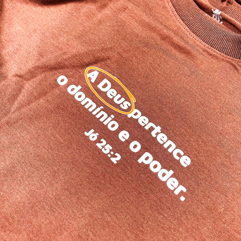 Camiseta Masculina Marrom A Deus Pertence O Domínio E O Poder