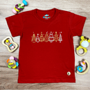 T-Shirt Infantil Vermelha Árvores Natal