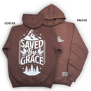 Moletom Canguru Com Capuz Marrom Saved By Grace