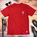 Camiseta Masculina Vermelha God Is Good Detalhe
