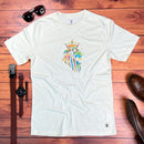 Camiseta Masculina Off White Leão Coroa Aplique Dourado