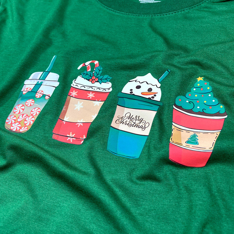 Camiseta Masculina Verde Copos De Natal