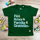 T-Shirt Infantil Verde Fé & Amor Dourado