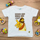 T-Shirt Infantil Branca Segura Aqui Minha Mão