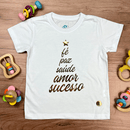 T-Shirt Infantil Branca Árvore Fé Paz Dourado