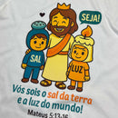 T-Shirt Infantil Off White Seja Sal e Luz
