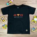 T-Shirt Infantil Preta Jesus Meu Super Herói