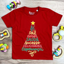 T-Shirt Infantil Vermelha Árvore Fé Paz Colors