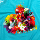Camiseta Feminina Turquesa Coração Flor