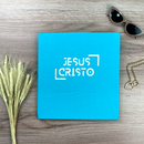 Camiseta Feminina Turquesa Jesus Cristo Holográfico