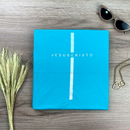 Camiseta Feminina Turquesa Cruz Prata Jesus Cristo