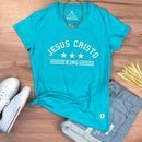 Camiseta Feminina Turquesa Jesus Cristo King