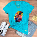 Camiseta Feminina Turquesa Leão