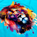 Camiseta Feminina Turquesa Leão Colorido