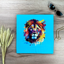 Camiseta Feminina Turquesa Leão Colorido