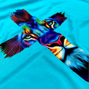 Camiseta Feminina Turquesa Cruz Leão Azul