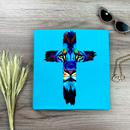 Camiseta Feminina Turquesa Cruz Leão Azul