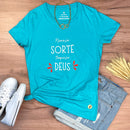 Camiseta Feminina Turquesa Sorte Deus