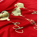 Camiseta Feminina Vermelha Coração Paz Amor Dourado