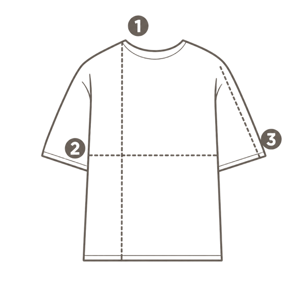 Guia visual de medidas — Camiseta Oversized Padrão