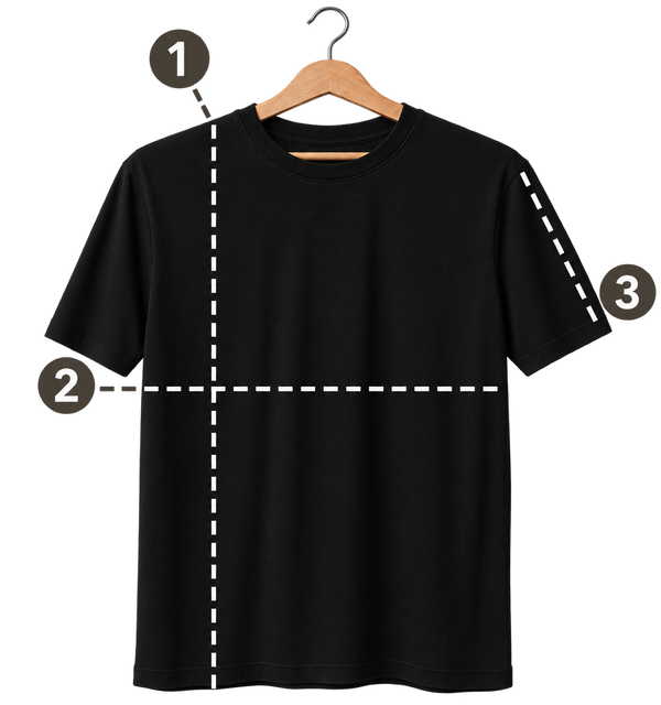 Guia visual de medidas — Camiseta Masculina Padrão