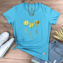 Camiseta Feminina Turquesa Coração Paz Amor Dourado