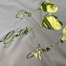 Camiseta Feminina Salmão Coração Paz Amor Dourado