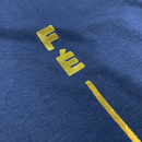 Camiseta Feminina Azul Fé Listra Dourado