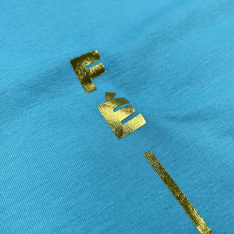 Camiseta Feminina Turquesa Fé Listra Dourado