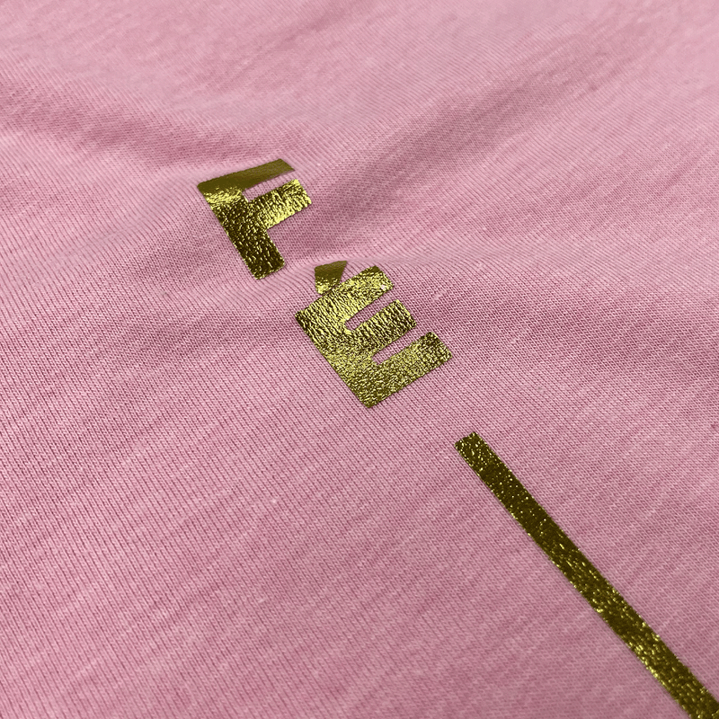 Camiseta Feminina Rosa Fé Listra Dourado