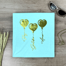 Camiseta Feminina Verde Menta Coração Paz Amor Dourado