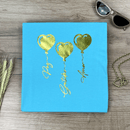 Camiseta Feminina Turquesa Coração Paz Amor Dourado