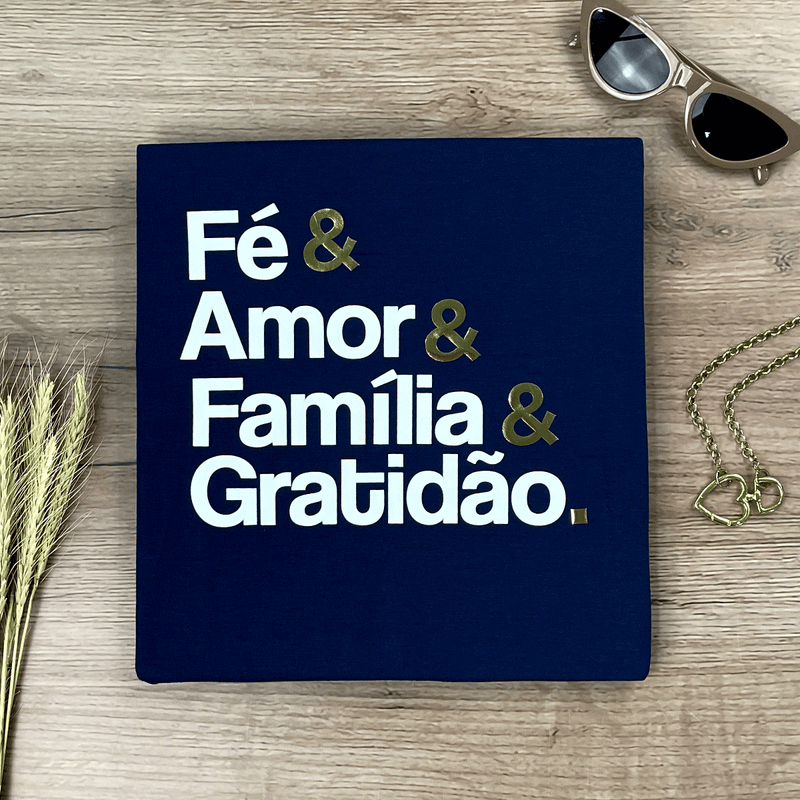 Camiseta Feminina Azul Fé & Amor Dourado