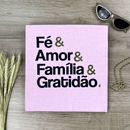 Camiseta Feminina Rosa Fé & Amor Dourado