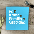 Camiseta Feminina Turquesa Fé & Amor Dourado