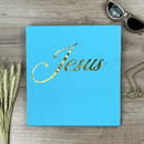 Camiseta Feminina Turquesa Jesus Dourado