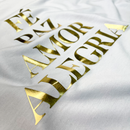 Camiseta Feminina Branca Fé Paz Dourado