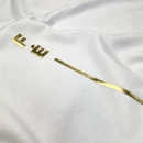 Camiseta Feminina Branca Fé Listra Dourado
