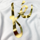 Camiseta Feminina Branca Fé Manuscrito Dourado