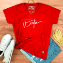 Camiseta Feminina Vermelha É Tempo De Viver A Vida