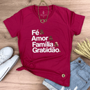 Camiseta Feminina Pink Fé & Amor Dourado