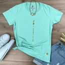 Camiseta Feminina Verde Menta Fé Listra Dourado