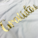 Camiseta Feminina Branca Gratidão Dourado