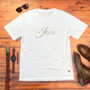 Camiseta Masculina Branca Jesus Dourado