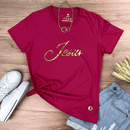 Camiseta Feminina Pink Jesus Dourado
