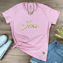 Camiseta Feminina Rosa Jesus Dourado