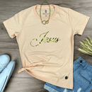 Camiseta Feminina Salmão Jesus Dourado