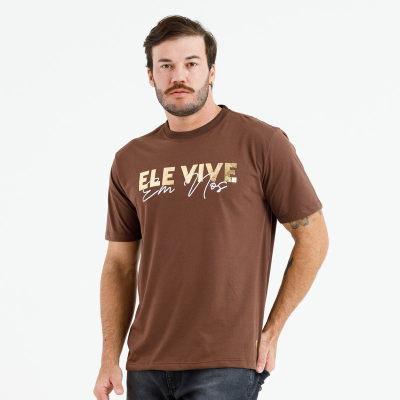 Camiseta Masculina Marrom Ele Vive